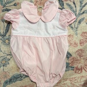 Pink Baby Bubble with Embroidered Bows